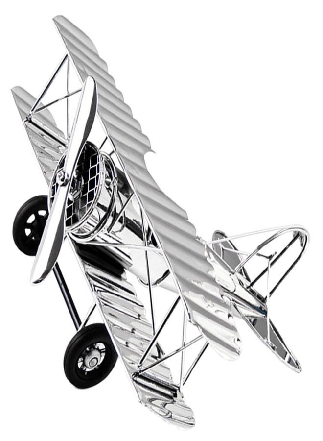 TOPPERFUN Retro Airplane Model, 8.37x7.27x3.9in Large Metal Airplane Ornaments, 3D Glider Biplane for Office Bedroom Home Desktop Decoration - Image 1